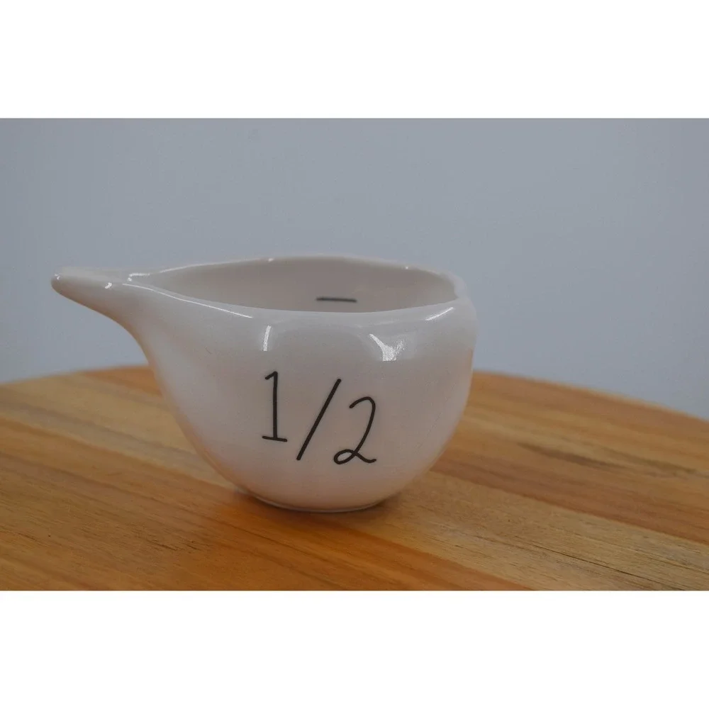 Rae Dunn‎ Magenta 1/2 Half Cup Ceramic Measuring Cup Spout White Black